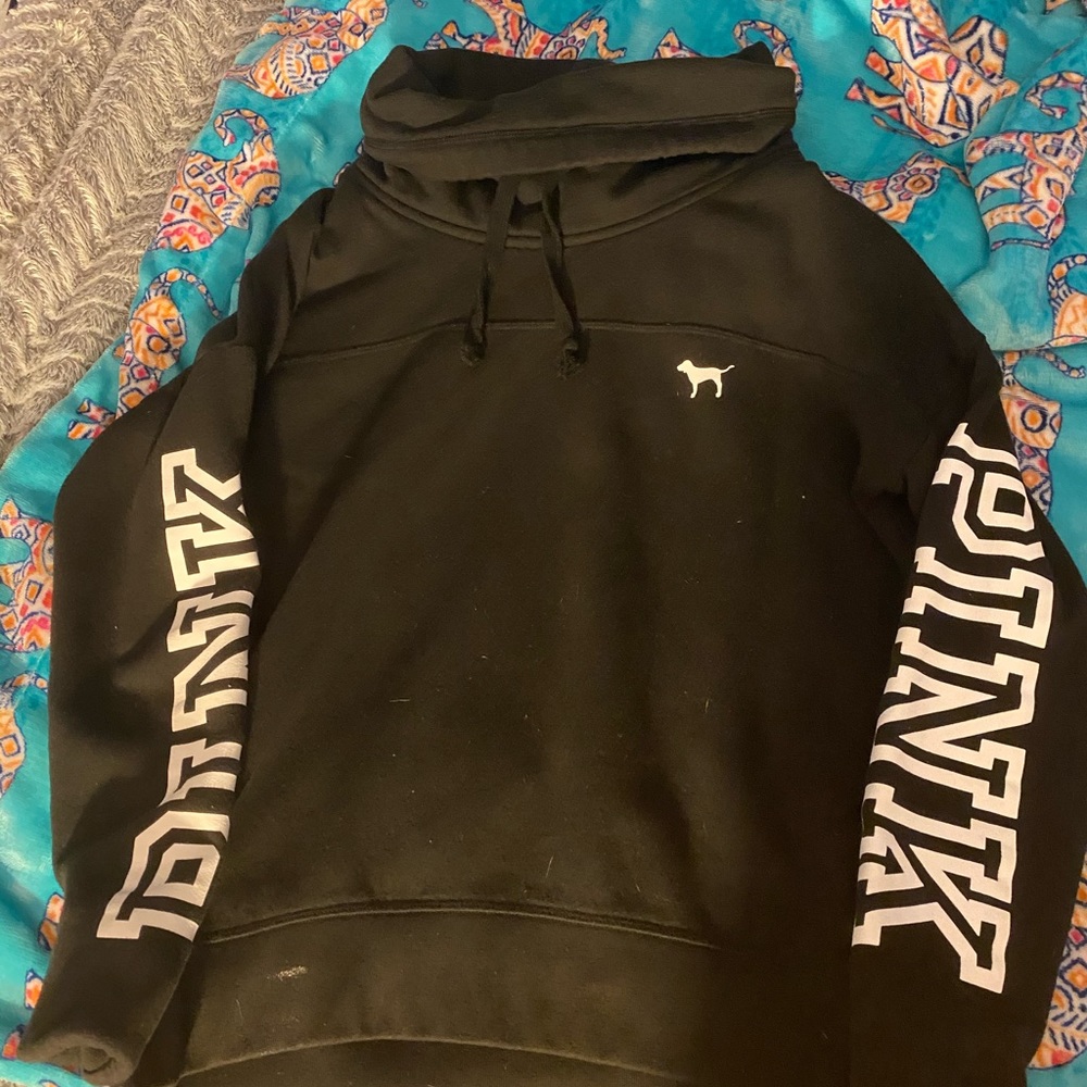 vs pink funnel hoodie black and white